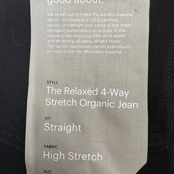 Everlane Uniform Jean The Relaxed 4 Way Stretch Organic Cotton Denim Black 30x32 - Picture 12 of 13